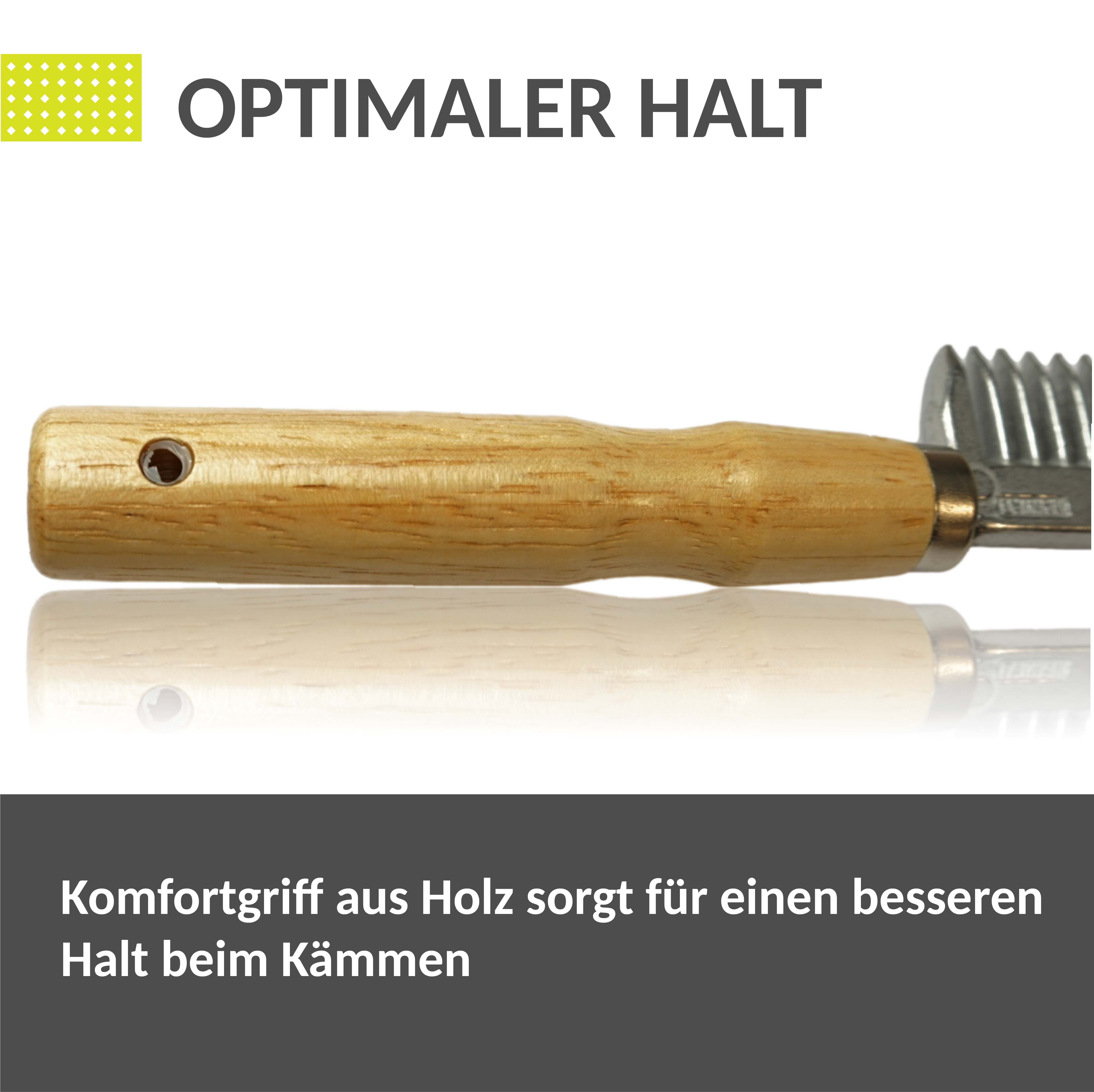 Mähnenkamm aus Metall mit stabilem Holzgriff